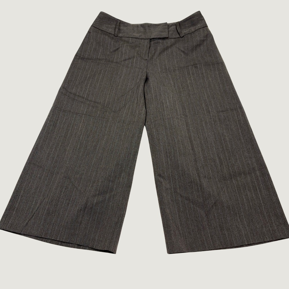 Style & Co Womens Brown Pinstripe Wide Leg Stretch Trousers Size 6 Office Wear
